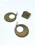 Brass & Multi-Color Stone Mosiac Ring & Earring Jewelry Set