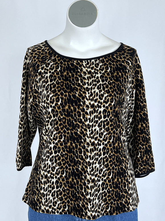 Vixen by Micheline Pitt Size 3X (18W) Black & Brown Animal Print Shirt