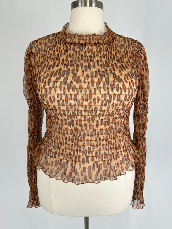 Free People Size 16/18 (XL) Browns Animal Print Shirt