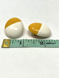 Vintage Yellow & White Plastic Ovals Clip-On Earrings