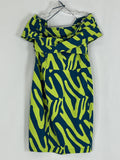 D'Iyanu Size 2X (18W) Blue & Green Abstract Zebra Dress