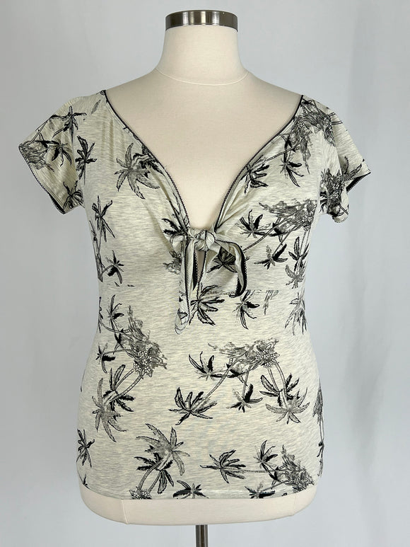 Hell Bunny Size 18W (3X) Gray & Black Palm Trees Shirt NWT