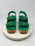 Charlotte Stone Size 9 Green Sandals w/ Tote Bag NIB