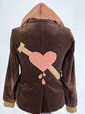 Suzabelle Size 14  Brown & Pink Velour Applique Hooded Jacket