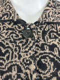 Sol Size L (12/14) Black & Tan Swirl Floral Cardigan Sweater