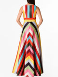 eShakti Size 22W Multi-Color Stripe Dress