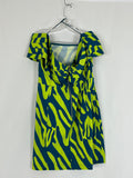 D'Iyanu Size 2X (18W) Blue & Green Abstract Zebra Dress