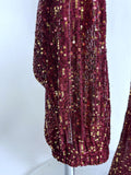 Goodtime USA Size 22W Burgundy & Gold Sequined Jumpsuit NWT