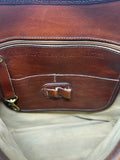 Brahmin Brown Leather & Beige Woven Purse