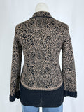 Sol Size L (12/14) Black & Tan Swirl Floral Cardigan Sweater