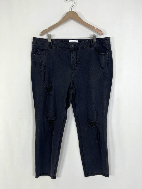 eloquii Size 20 Black Distressed Jeans