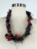 Handmade Black Multi-Color Fabric Necklace