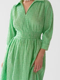 Wray Size 3X Green & White Stripe Dress