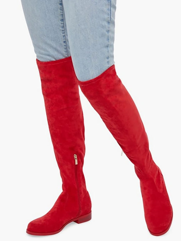 Justfab Size 10 Red Faux Suede Knee Boots NWOB