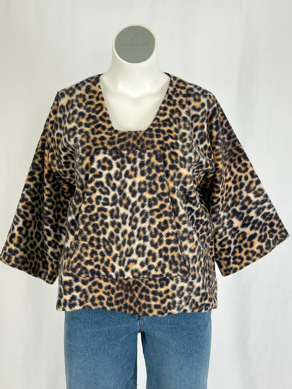 Vintage New Breed Size 14 Brown & Beige Animal Print Pullover Jacket