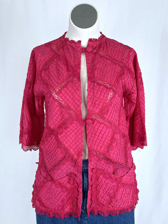 Vintage Size 14 Bright Pink Quilted Lace Jacket