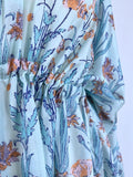 Hannah Artwear Size Open Aqua & Coral Bold Floral Kaftan Dress