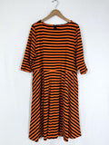 Unique Vintage Size 22 Orange & Black Stripe Dress