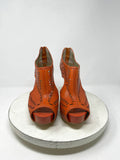 Carlos by Carlos Santana Size 8 Orange Laser-Cut Stiletto Heels