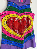 Queen of Sparkles Size XXL Purple Rainbow Heart Dress