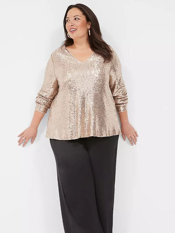 Lane Bryant Size 20 Champagne Sequined Shirt
