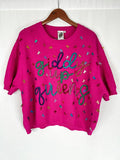Queen of Sparkles Size 2X Pink Multi Western Sweater