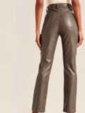 Abercrombie & Fitch Size 22R Taupe Faux Leather Pants