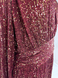 Goodtime USA Size 22W Burgundy & Gold Sequined Jumpsuit NWT