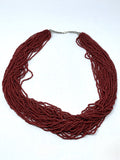 Orange-Red Seed Beads Multi-Strand Necklace