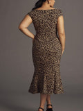 A+ by Anthropologie Size XL (16) Black & Tan Animal Print Retro Dress