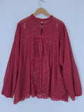 Torrid Size 5X (28) Burgundy Lace Shirt NWT