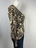 St. John Size L (14) Brown & Beige Animal Print Shirt