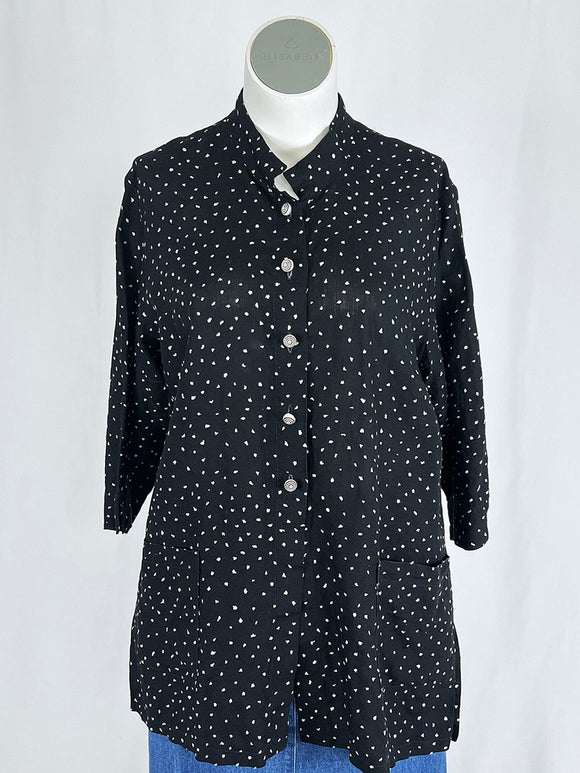 Vintage Beppa Size XL (16/18) Black & Beige Abstract Dots Jacket