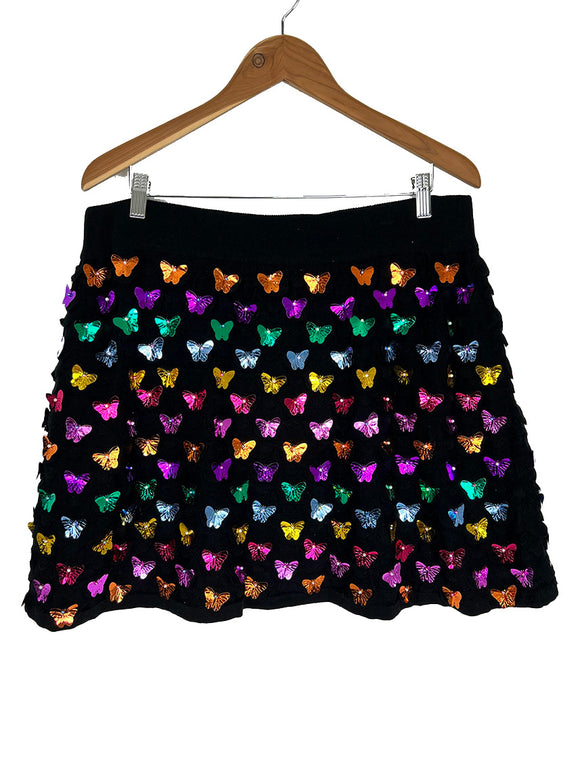 Queen of Sparkles Size XXL Black Multi-Color Butterflies Skirt