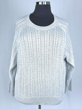 Athleta Size 1X (18/20) Pale Silver Cable-Knit Sweater NWT