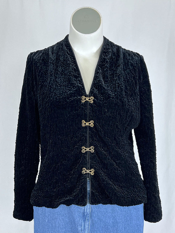 Vintage Tom Barra Size 16/18 Black Quilted Velvet Jacket