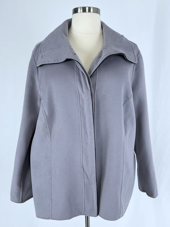 Lafayette 148 NY Size 24 Gray & Lavender Leather Piping Jacket