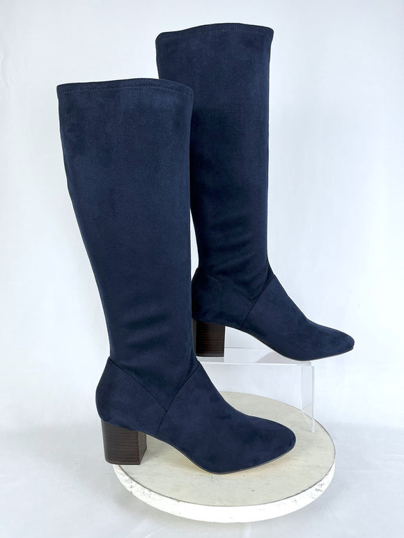 Boden Size 10.5 (42) Navy Blue Faux Suede Boots NWOB