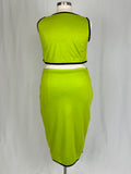 Copper Union Size 24W Lime Green Piping Skirt Set