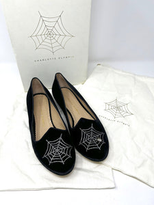 Charlotte Olympia Size 9/9.5 (39.5) Black & Clear Spiderweb Loafers