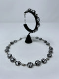 Antica Murrina Silver & Black Glass Stripe Necklace Bracelet Jewelry Set