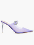 Justfab Size 10 Size Lavender & Clear Flower Heels