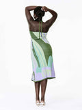 House of Sunny Size 12 Green & Lavender Abstract Dress NWT