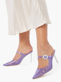 Justfab Size 10 Size Lavender & Clear Flower Heels