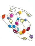 Vintage Multi-Color Glass Bead Long Necklace