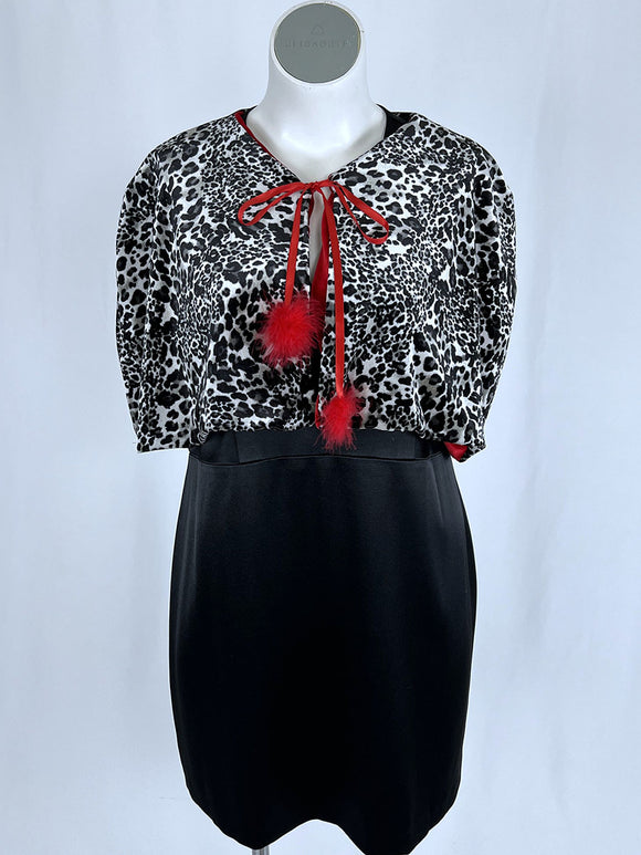 Retro Open Size Black & Red Reversible Leopard Print Capelet NWT