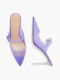 Justfab Size 10 Size Lavender & Clear Flower Heels