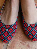 Darzah Size 9 Red & Blue Square Plaid Knit Flats NWOB