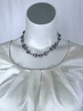 Antica Murrina Silver & Black Glass Stripe Necklace Bracelet Jewelry Set