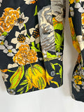 Wray Size 4X (24/26) Black Multi Artichoke Floral Shirt